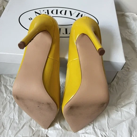 Steve Madden Orkid yellow patent heels pumps 4in heel size 6 - Picture 7 of 14